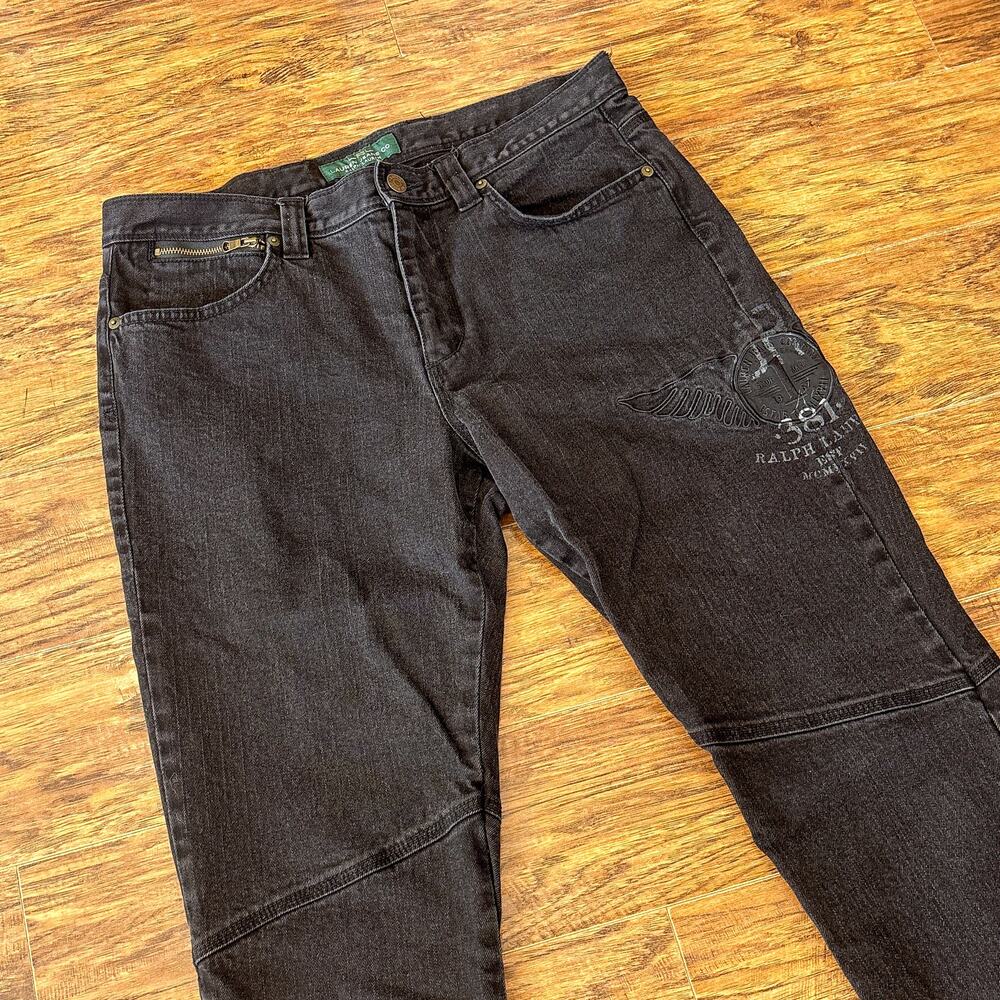 Lauren Jeans Co Ralph Lauren Black Denim Embroidered Jeans Women's Size 12